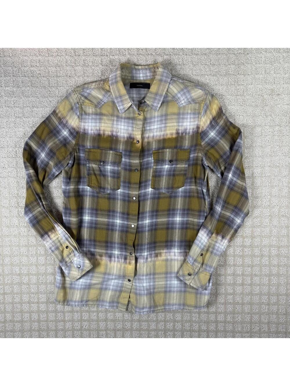 Diesel Plaid Western Snap Button Shirt Small Y2K